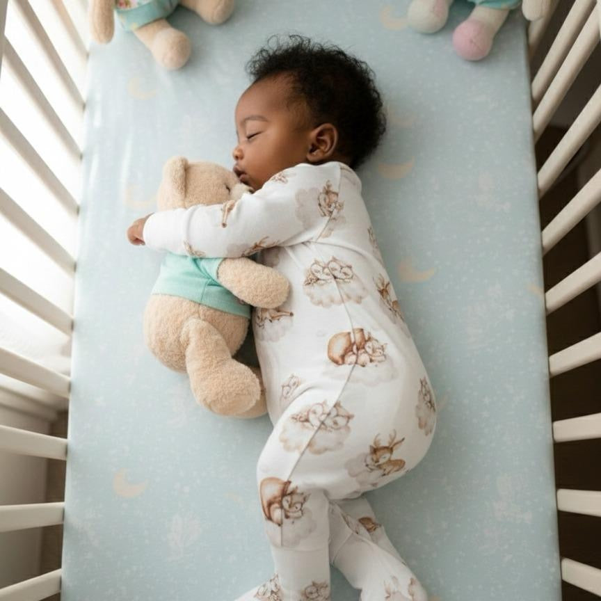 TENCEL Sleeping Animals Sleepsuit with Magnetic Snaps