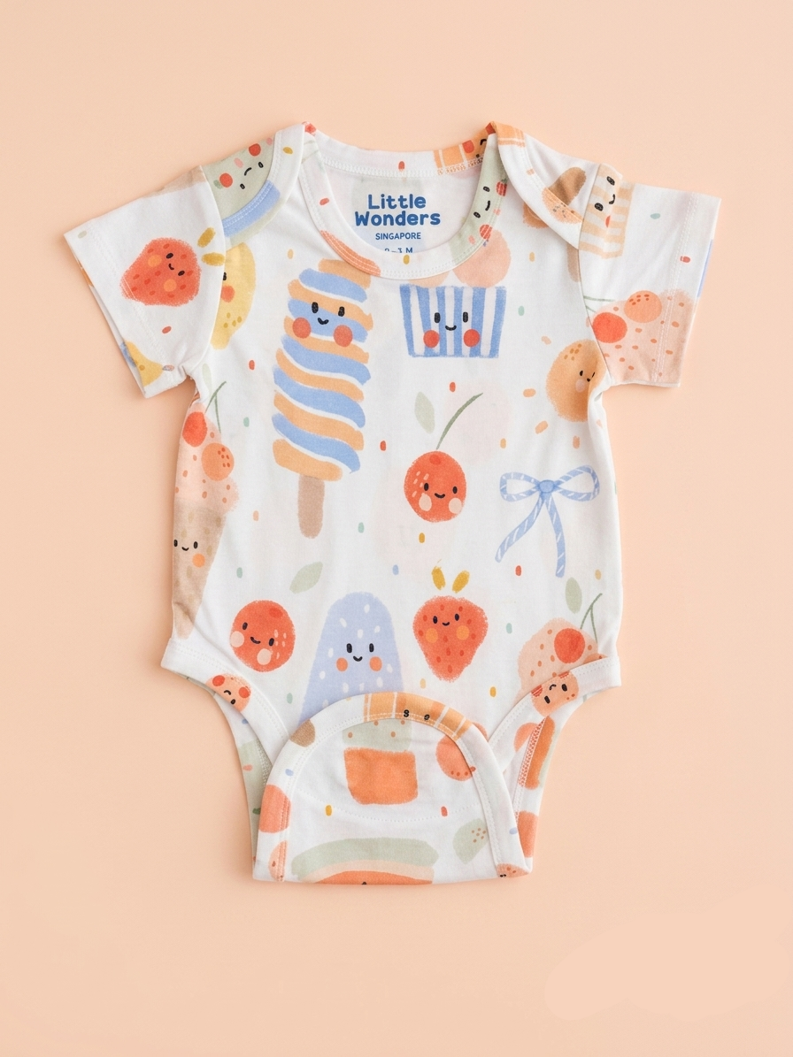 Ice Cream & Popsicles Onesie with Magnetic Snaps