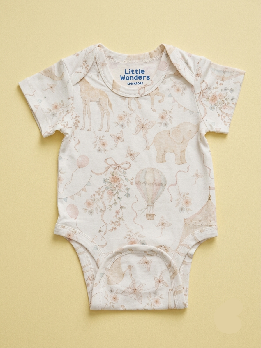 Whimsical Circus Onesie with Magnetic Snaps