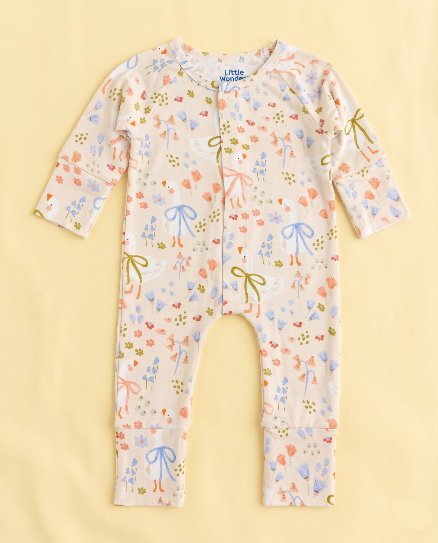 Floral Goose Sleepsuit with Magnetic Snaps
