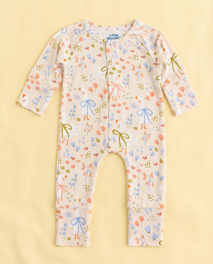 Floral Goose Sleepsuit with Magnetic Snaps