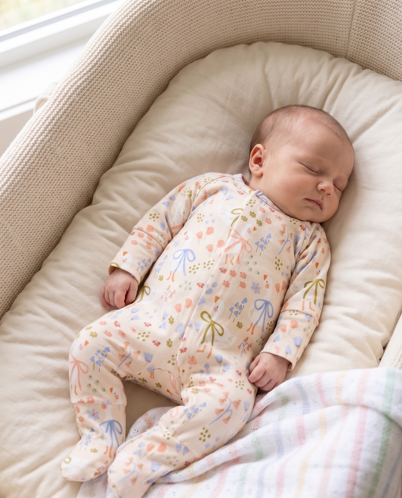 Floral Goose Sleepsuit with Magnetic Snaps