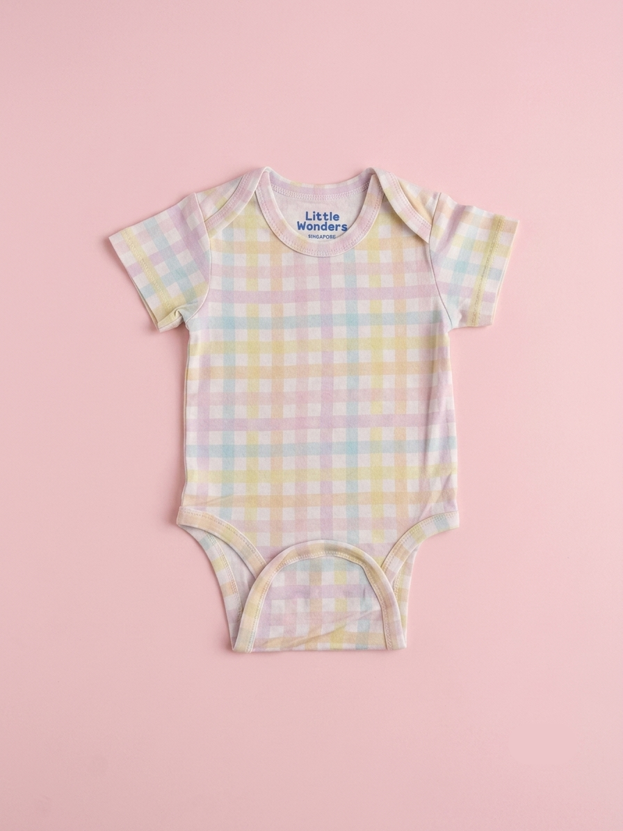 TENCEL Gingham Onesie with Magnetic Snaps