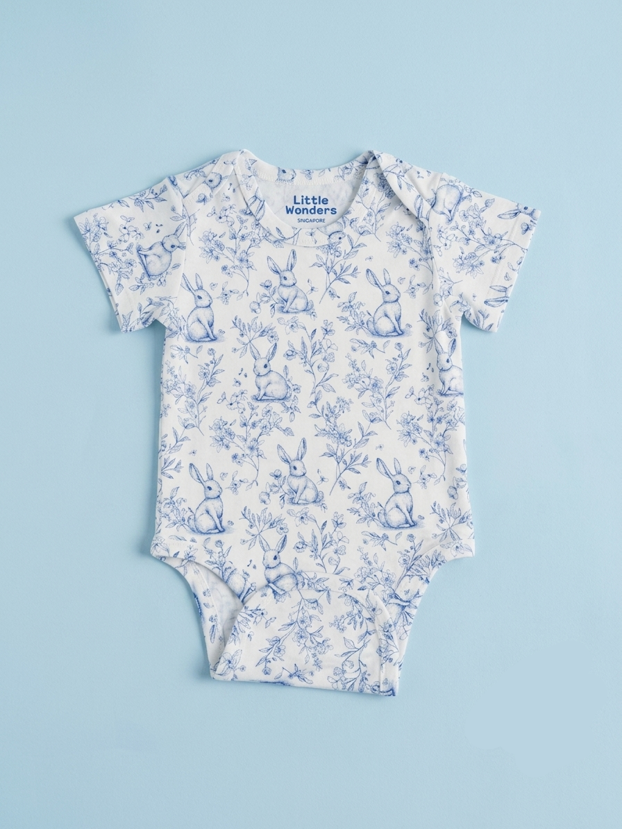 TENCEL Rabbit Toile Onesie with Magnetic Snaps