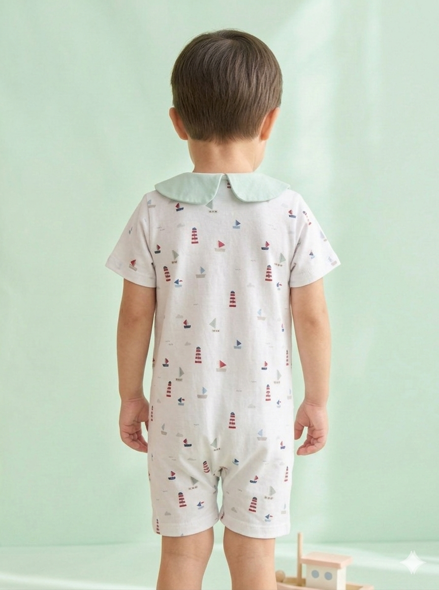 TENCEL Lighthouse Romper with Magnetic Snaps