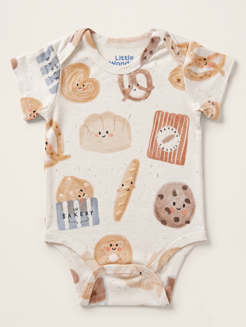 French Pastries Onesie with Magnetic Snaps