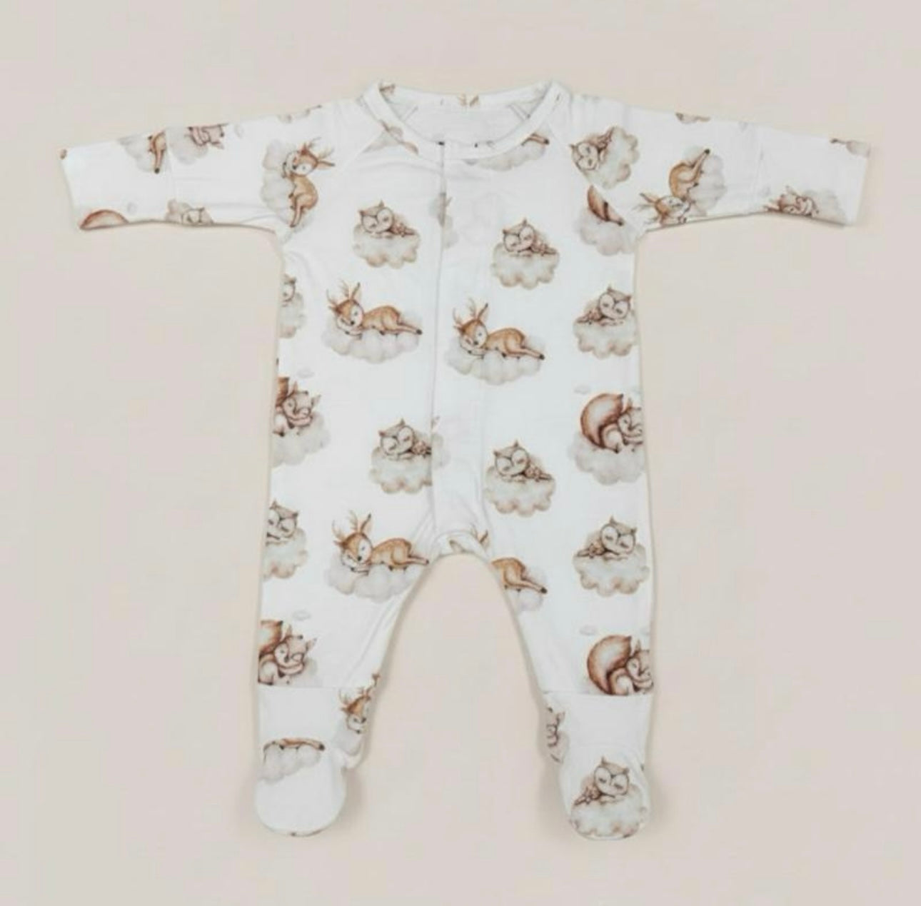 TENCEL Sleeping Animals Sleepsuit with Magnetic Snaps