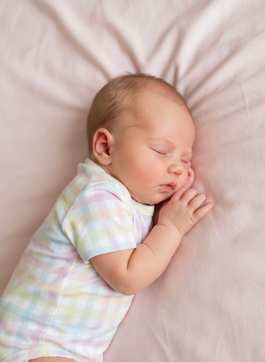 TENCEL Gingham Onesie with Magnetic Snaps